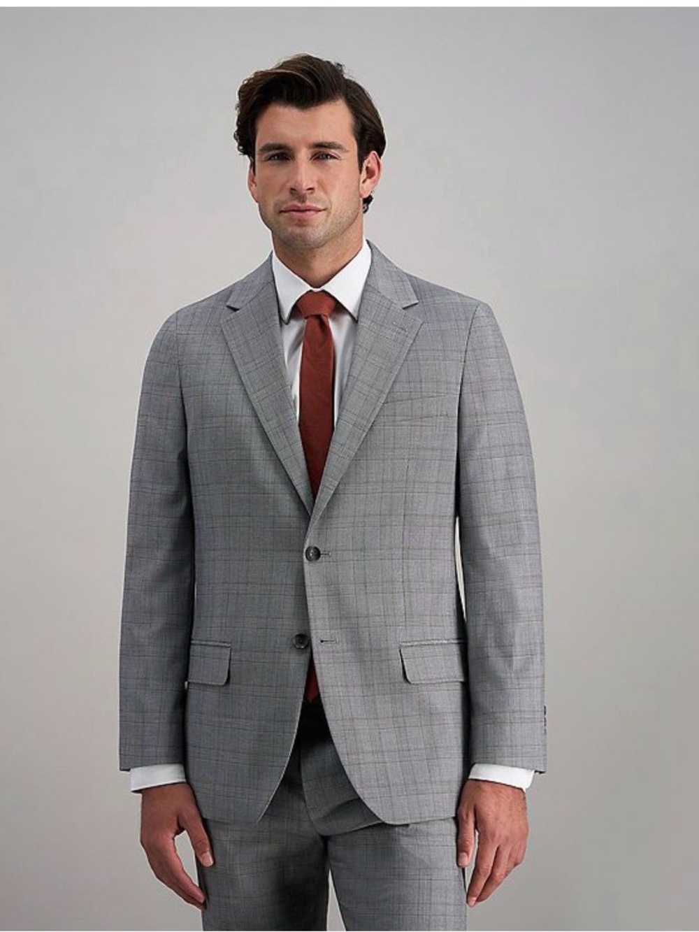 Premium Stretch Tailored Fit Plaid Suit Jacket